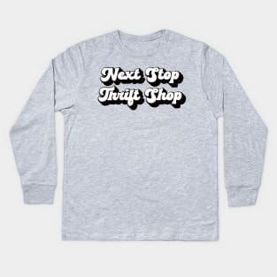 Lispe Next Stop Thrift Shop dark shadow Kids Long Sleeve T-Shirt